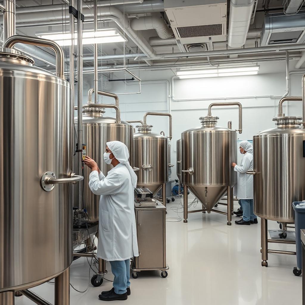 Stainless-steel mixing and filling lines inside a modern personal care manufacturing plant — Manufacturing Process Development engagement visual