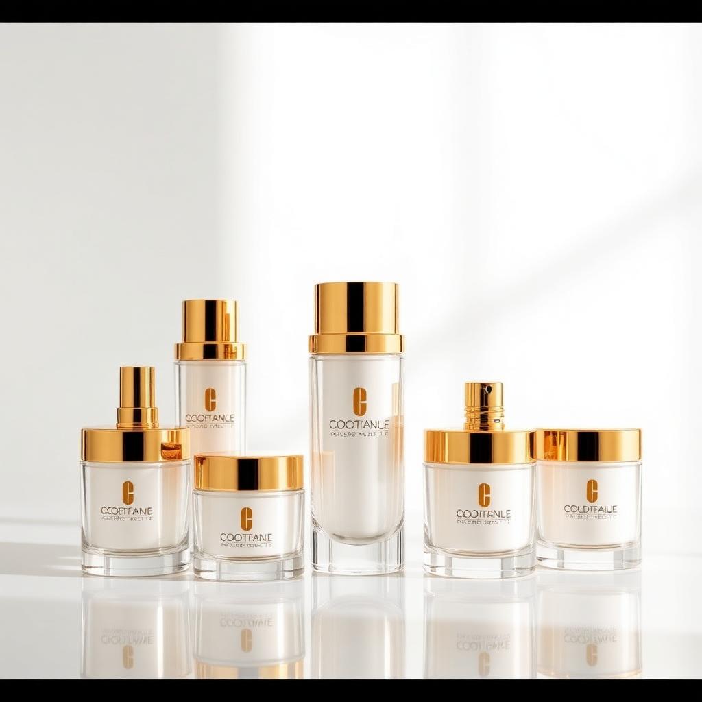Premium personal care packaging samples arranged in a studio setting — Product Portfolio Development engagement visual