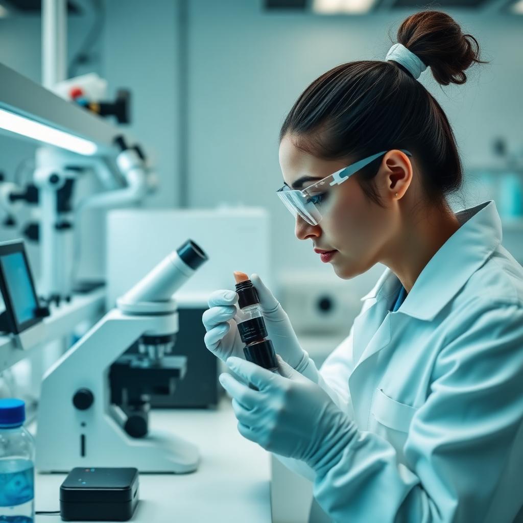 Analyst running quality control tests on finished cosmetic samples — Manufacturing Process Development engagement visual